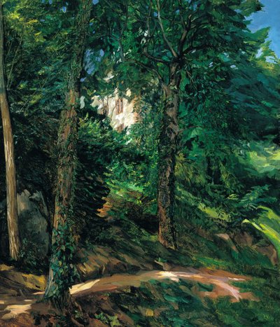 オーデンヴァルトのリヒテンベルクの城の敷地、1900年 作： Heinrich Wilhelm Trübner