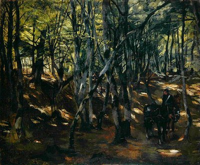 森の中の騎兵隊パトロール 作： Heinrich Wilhelm Truebner