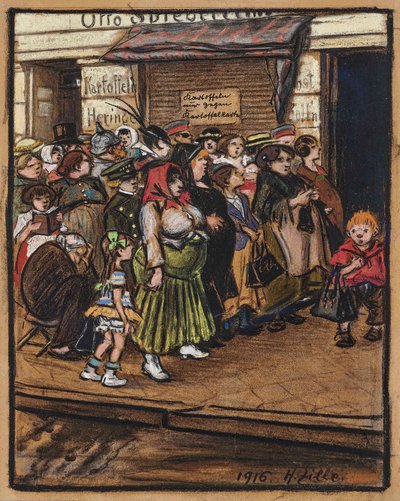 ジャガイモの行列、1916 年。 作： Heinrich Zille