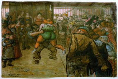 ショールームでのレスリング 作： Heinrich Zille