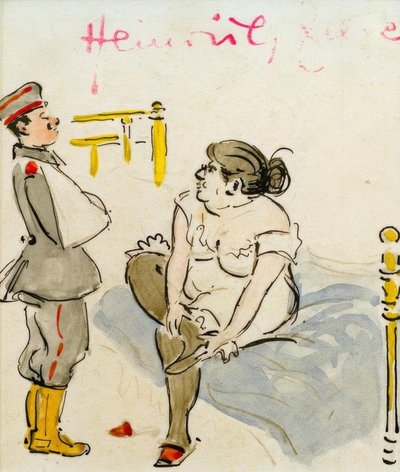 負傷した兵士と売春婦 作： Heinrich Zille