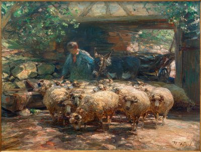 羊の群れの芽出し 作： Heinrich von Zügel