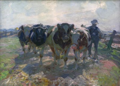 牛を飼っている農家 作： Heinrich von Zügel
