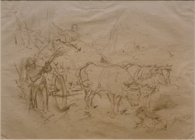 牛が引く車 作： Heinrich von Zügel