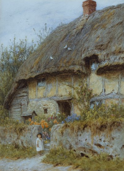 バークシャーコテージ（傷のある水彩画） 作： Helen Allingham
