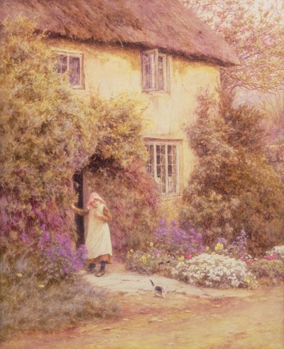 コテージのドア（水彩画 作： Helen Allingham