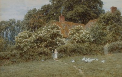 ワイト島のファリンフォードにあるコテージ 作： Helen Allingham