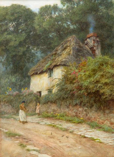 デヴォンシャーのコテージ（水彩画） 作： Helen Allingham