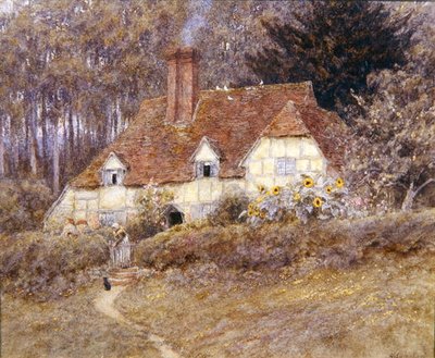 A Surrey Cottage（水彩・紙） 作： Helen Allingham