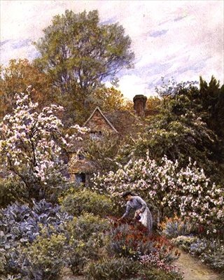 春の庭（水彩画） 作： Helen Allingham