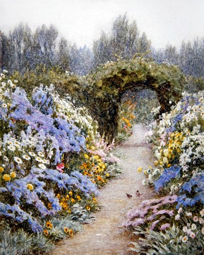 Herbaceous Border (水彩・紙) 作： Helen Allingham