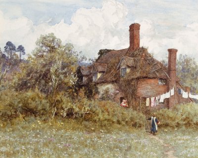 春に（紙に傷のある水彩画） 作： Helen Allingham