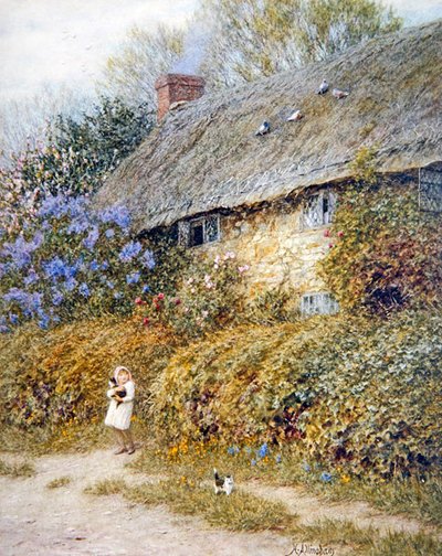 Freshwater, Isle of WightのOld Cottage (水彩・紙) 作： Helen Allingham