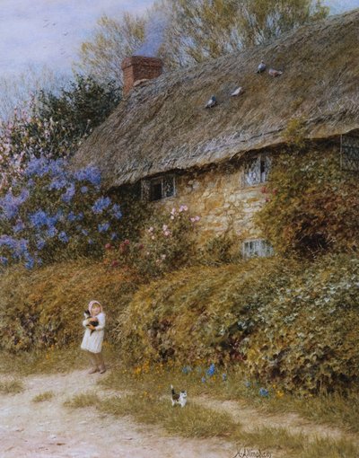 ワイト島の淡水で古いコテージ 作： Helen Allingham