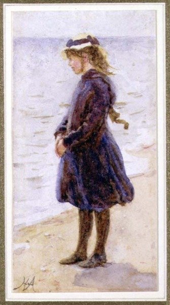 海辺の少女の肖像 作： Helen Allingham