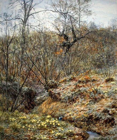 サリー州ウィトリー、スプリング・コープス（水彩・紙） 作： Helen Allingham