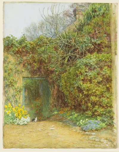 デイリードア、ファリンフォード、ロードテニーソンズホーム、c.1890（wc、アラビア語のガム＆織り紙の上を削り取った） 作： Helen Allingham