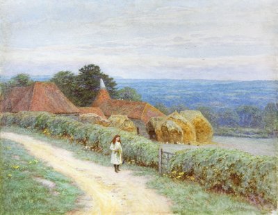 クロッカムヒルのケンティッシュファームハウス（WC紙） 作： Helen Allingham