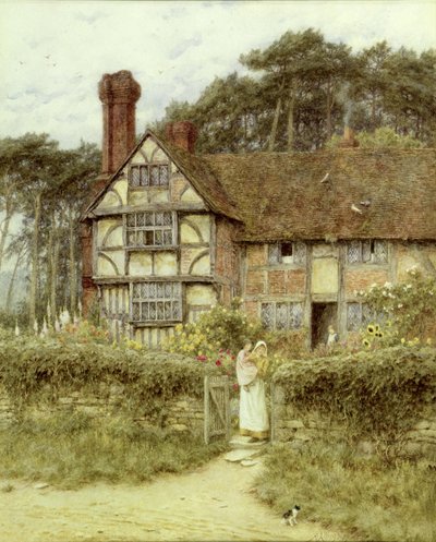 Unstead Farm、Godalming（紙に水彩） 作： Helen Allingham