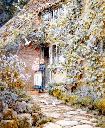 バインコテージ（水彩・紙 作： Helen Allingham