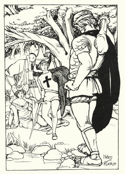赤十字が巨大なオルゴリオと出会う（刻印 作： Helen S. Kuck