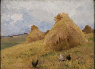 コーンストークのニワトリ、1888年頃（キャンバスに油彩） 作： Helene Schjerfbeck