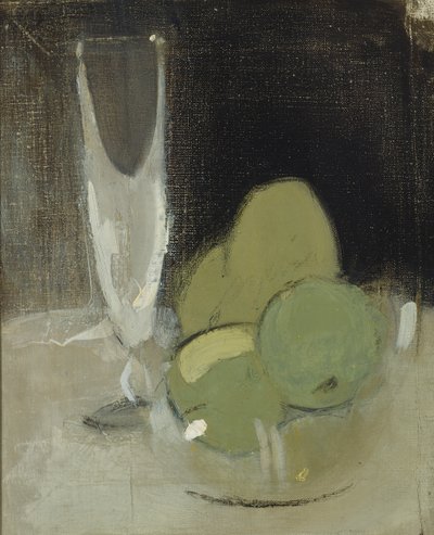 青リンゴとシャンパン グラス、1934 年。 作： Helene Schjerfbeck