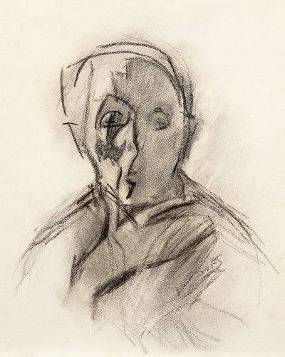 目を閉じたアーティストの自画像 作： Helene Schjerfbeck