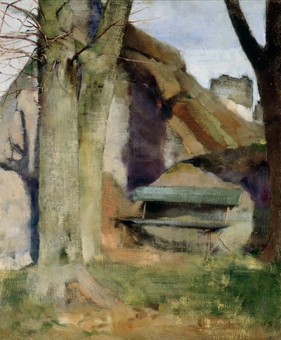 壁に映る影（パネルに敷かれたキャンバスに油彩） 作： Helene Schjerfbeck