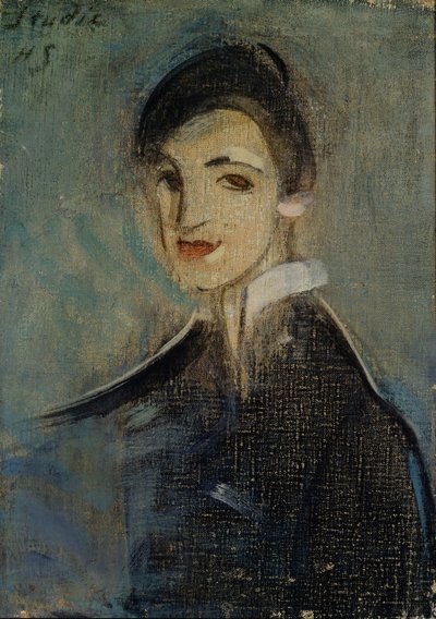 黒衣の歌手、1916～1917年。 作： Helene Schjerfbeck