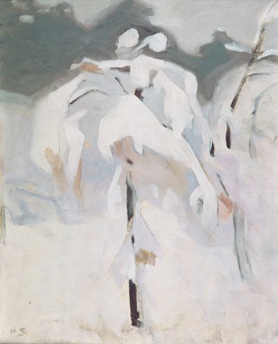 雪に覆われた白樺、1913年頃（パネルに油彩） 作： Helene Schjerfbeck