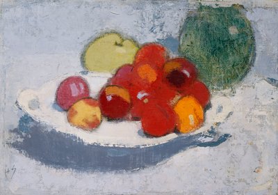 果物のある静物、1915年頃（キャンバスに油彩） 作： Helene Schjerfbeck