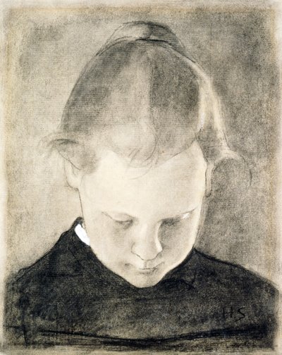読書少女、1905年頃（紙に木炭とグワッシュ） 作： Helene Schjerfbeck