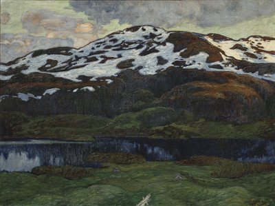 Kallsjön近くの夏の夜（キャンバスに油彩） 作： Helmer Osslund
