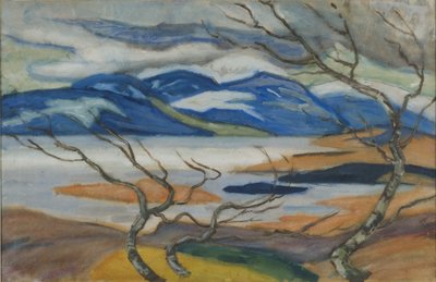 春のトルネ湿地（紙にガッシュ） 作： Helmer Osslund