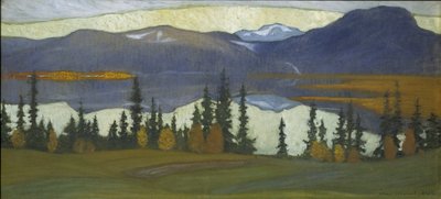 クロッカからの眺め、1910年頃（グワッシュの水彩画） 作： Helmer Osslund