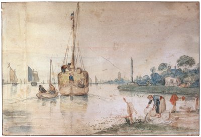 干し草のはしけ、c1625-c1634 作： Hendrick Avercamp