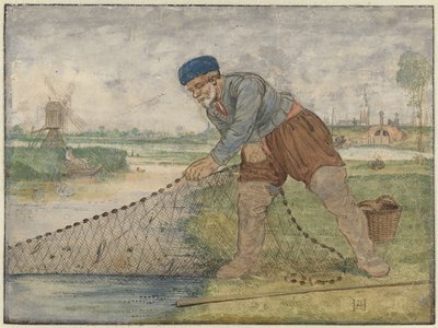 網を引っ張る漁師 作： Hendrick Avercamp