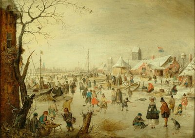氷の情景、1630年頃 作： Hendrick Avercamp
