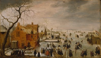 オランダ語：IJslandschap / アイススケート 多数のスケーターと冬景色 作： Hendrick Avercamp