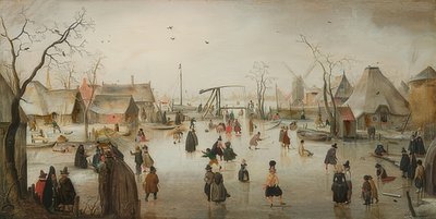都市でのアイススケート。 1610年頃 作： Hendrick Avercamp
