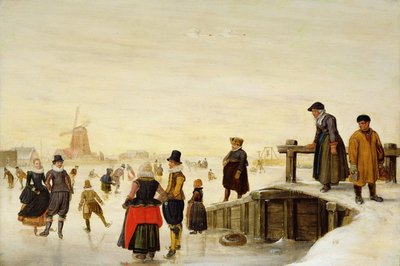 オランダの風景の中で滑るフィギュア 作： Hendrick Avercamp