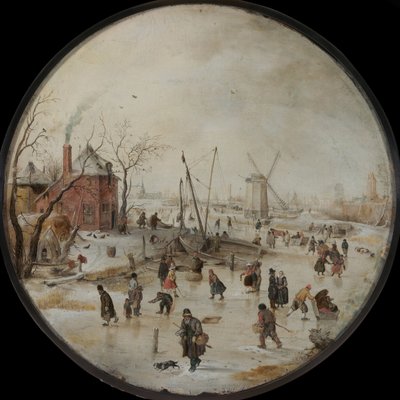 スケーターと凍った川 作： Hendrick Avercamp