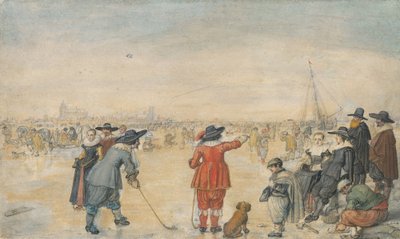 凍った川アイセルの冬季競技大会 作： Hendrick Avercamp