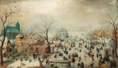 スケーターのある冬景色。 1608年頃 作： Hendrick Avercamp