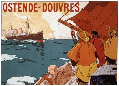 1900年頃、オステンドとドーバーを結ぶフェリーボート（ポスター） 作： Hendrick Cassiers