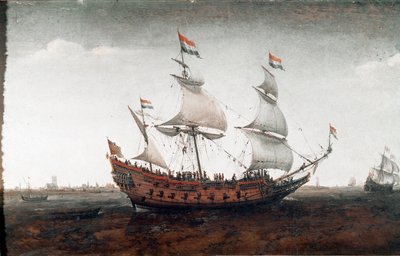 深海に浮かぶオランダ船（絵画 作： Hendrick Cornelisz. Vroom