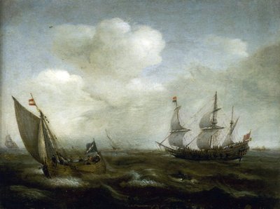 風にそよぐオランダ船と漁船 作： Hendrick Cornelisz Vroom