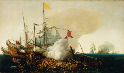 バルバリ海賊団と交戦するスペイン軍兵士たち 作： Hendrick Cornelisz Vroom