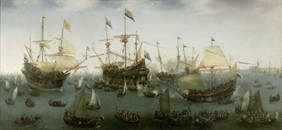 第二次東インド諸島遠征隊のアムステルダムへの帰還 作： Hendrick Cornelisz. Vroom